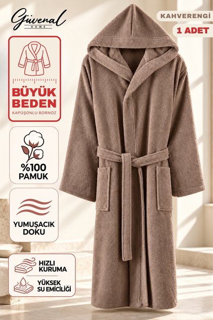 Climate | Boxed Premium Hooded 100% Cotton Bathrobe | Women's Bathrobe | Men's Bathrobe | Bathroom | Home Textiles | Dowry | Plus Size