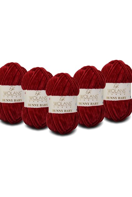 Bunny Baby Velvet Knitting Yarn 420 Burgundy - Pack of 5
