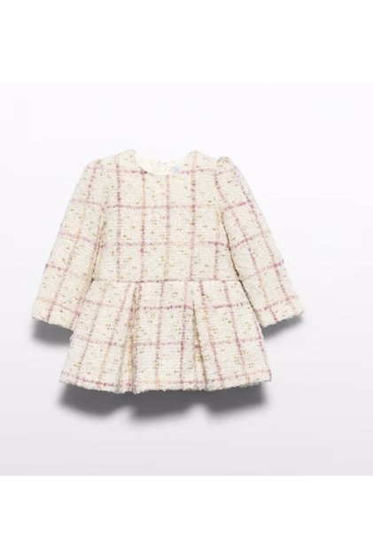 Baby Girl Thick Winter Ecru Dress Ecru