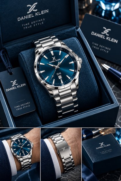 Boxed Men's Wristwatch 3 Atm Waterproof Silver Color Steel Band Elg627
