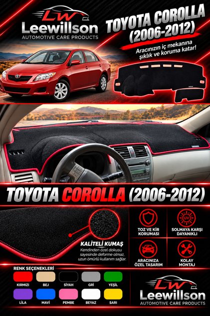 Toyota Corolla Glovebox Protection Carpet Suitable for 2006-2012 Models Black Edge Color Black