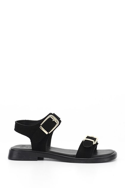 Women's Black Suede Ankle Band Sandals