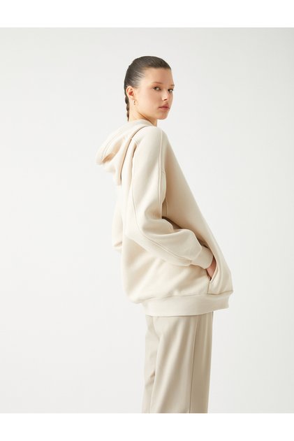 Ribbed Hooded Oversize Sweatshirt Long Sleeve Ribbed