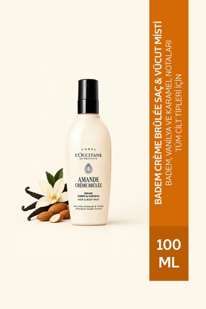 Badem Crème Brûlée Saç & Vücut Misti, Badem, Vanilya ve Karamel Notaları, 100 ml