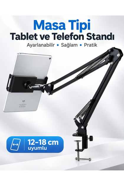Metal Açısı ve Yüksekliği Ayarlanabilir Masaüstü Telefon veya Tablet Tutucu Stand