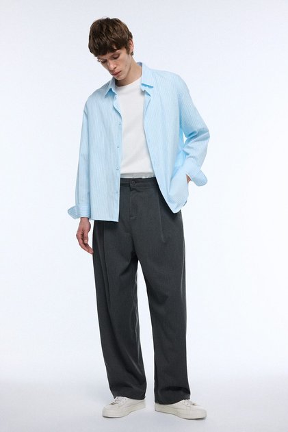 Barrel Fit Normal Waist Tapered Leg Trousers H2380Ax26Au