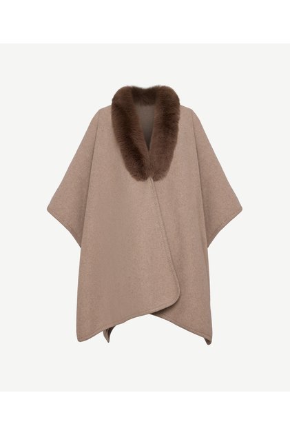 Fur Collar Poncho