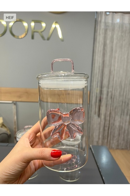 Borosilicate 3-Piece Tea, Coffee, Sugar Jar with Bow 1000 Gr