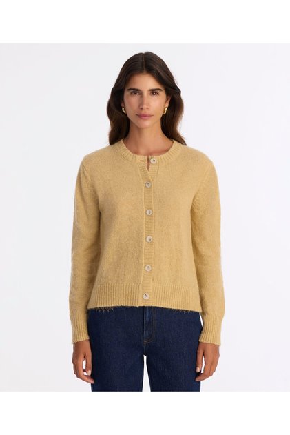 Regular Crew Neck Long Sleeve Cardigan
