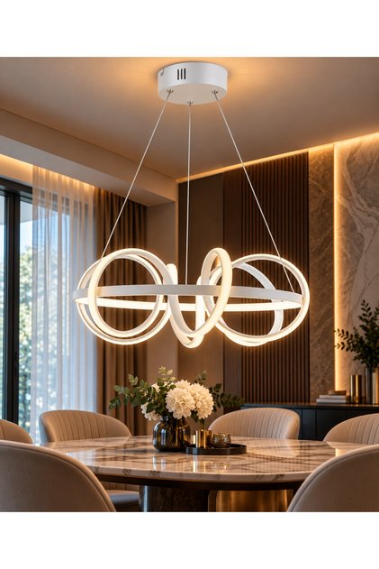 SARMAŞIK 3 RENK MODERN SARKIT BEYAZ LEDLİ AVİZE YATAK ODASI - SALON