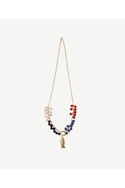 Glass Stone Detailed Fish Tail Pendant