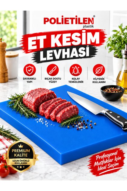 Cutting Board Polyethylene 25X40X2 cm Blue Color Sent.