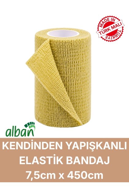 7,5cm Kendinden Yapışkanlı Elastik Bandaj, Kohesiv Bandaj 5cm x 4.5m – Spor, Bilek, Ayak Bileği, Veteriner Bandajı