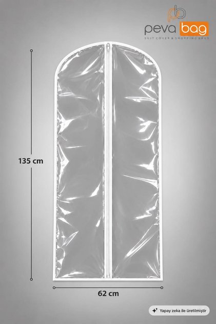 Şeffaf Abiye Elbise Kılıfı (Gamboç) 5 Adet / 62x135 CM Beyaz Biyeli
