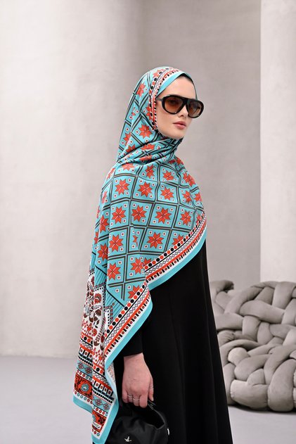 شال ميها را مزخرف حريري | 70×200 سم