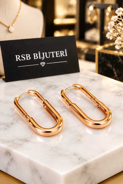 Küpe XUPINGG Damgalı gold/rose renk kaplama + hediye paketi