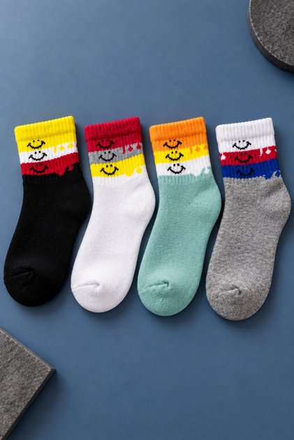 4 Pairs Seamless Children's Thick Terry Socks