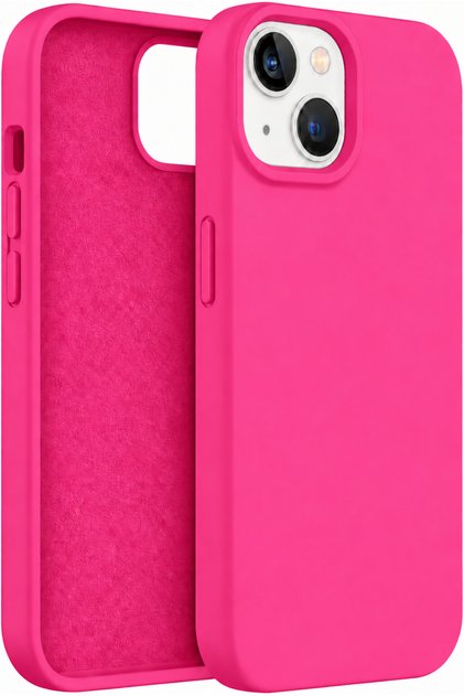 iPhone 13 / 14 Kılıf İçi Kadife Kamera Yükseltili Lansman Silikon Kapak Canlı Pembe