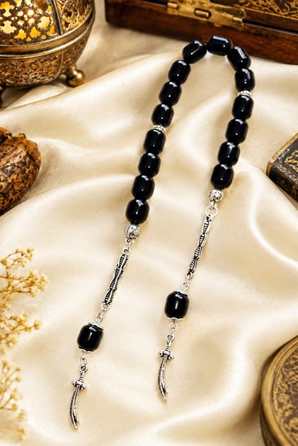 Fire Amber Zaza Prayer Beads / Hammered Habbe / Zülfikar Metal Tassel / Gift Boxed