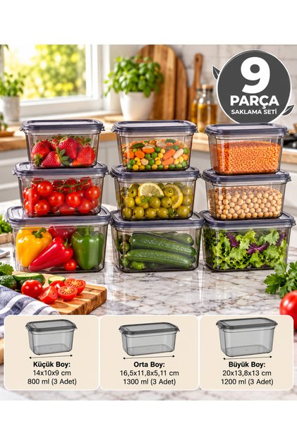 Extra Storage Container Set of 9 - Breakfast Refrigerator Container Set