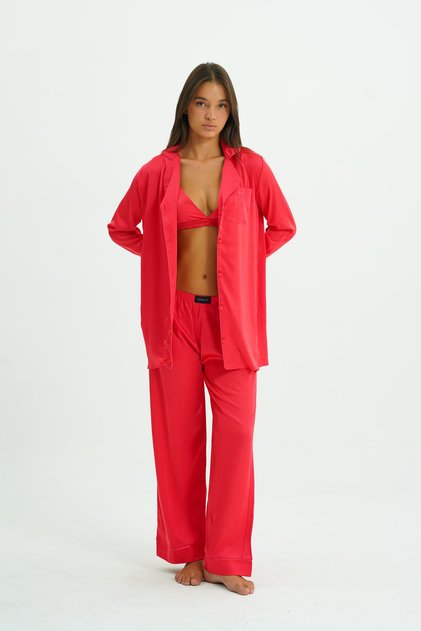 Ruby Trio – 4 Piece Satin Pajama Set