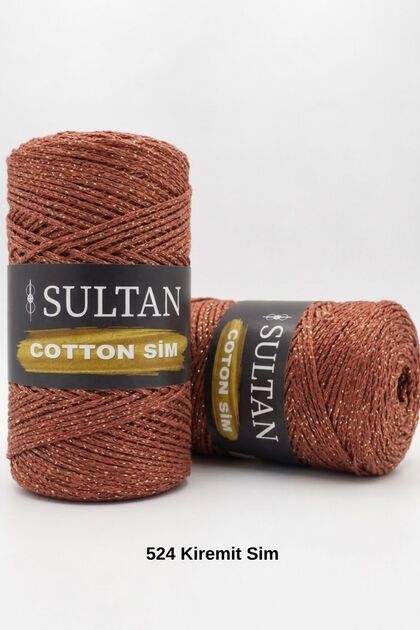 1 Piece of Sultan Cotton Sim 260 Grams 100 Meters 2 mm Ip Canta Amigurumi Basket Supla Material - Color: 524 Tile Sim