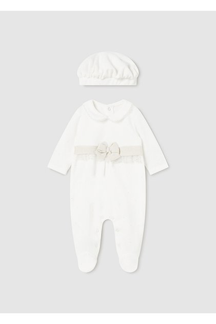 Baby Girl Velvet Jumpsuit with Hat