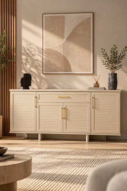 Şiraz Konsol Kumbeji 180 x 45, H: 80 CM Raylı mekanizmalı Panjur Kapaklı