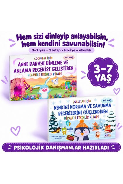 3-7 YAŞ ÇOCUKLAR İÇİN ANNE BABAYI DİNLEMEYİ VE KENDİNİ SAVUNMAYI ÖĞRETEN 2 KİTAP İÇEREN HİKAYELİ ETKİNLİK SETİ