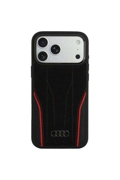 R8 Θήκη MagSafe από Γνήσιο Δέρμα για iPhone 18 Pro Max / 17 Pro Max, Μαύρο/Κόκκινο