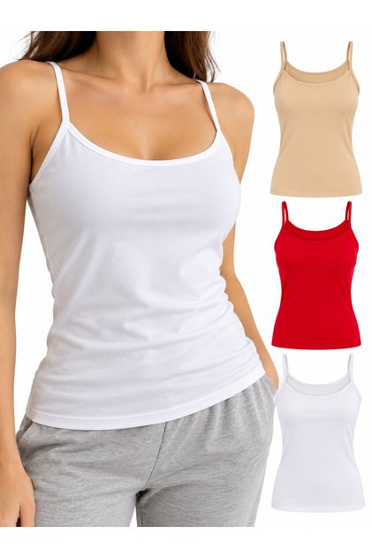 Women's Ribbed Cotton Strap Tank Top with 3 Color Options