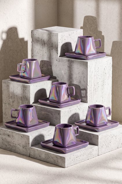 Plums Porcelain Coffee Cup Set for 6 People