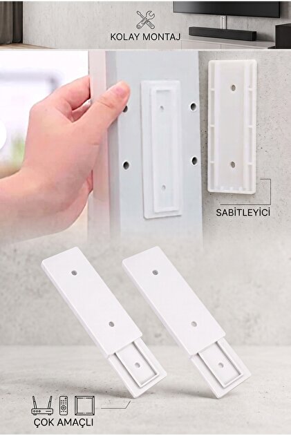2 Adet Yapışkanlı Eşya Sabitleme Klipsi Kumanda Priz Adaptör Modem Sabitleyici Pratik Geçmeli Askı Seti