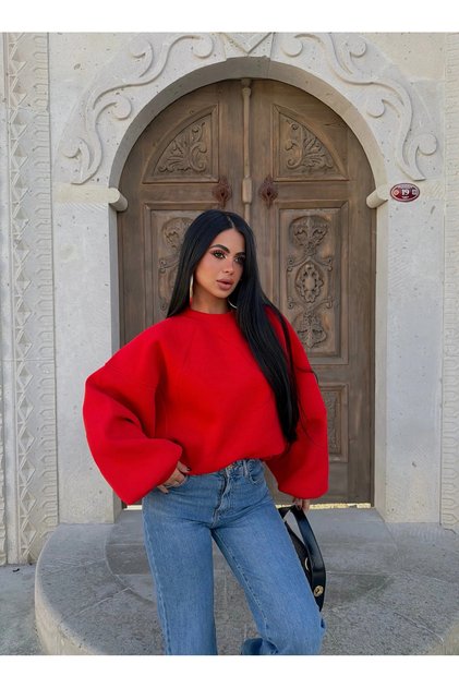 Red Sleeve Piece Shaded Sweatshirt