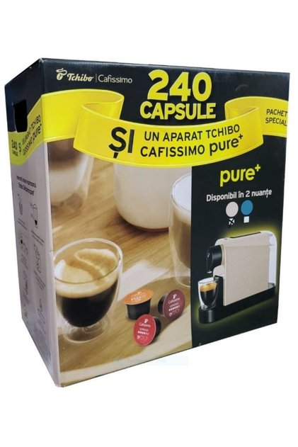 Комплект еспресо машина Cafissimo Pure с 240 кафе капсули, 1 л, 15 бара, 1250 W, Тюркоаз (дълбок тюркоаз)