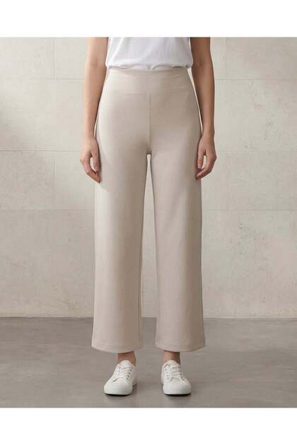 Women Beige Wide Leg Leggings