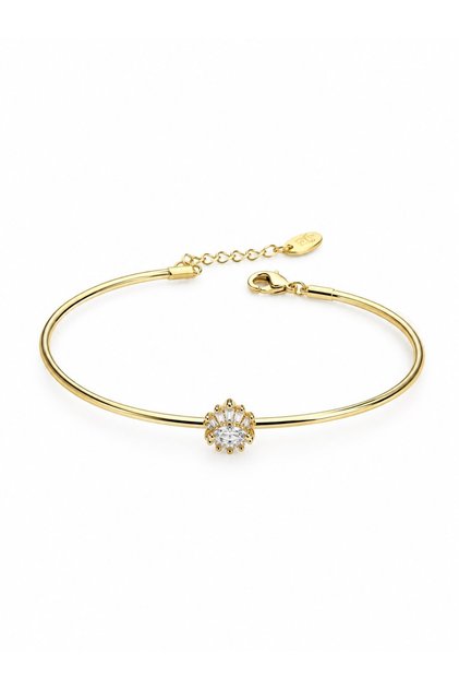 Gold Bracelet with Eye Figure and Stone Detail
