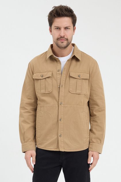 Cotton Piece Dye Technique Button Closure Unlined Slim Fit Shirt Jacket # Au-3026Ck