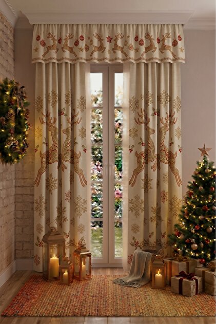 New Year's Special Colored 2-Wing Decorative Background Curtain Collection