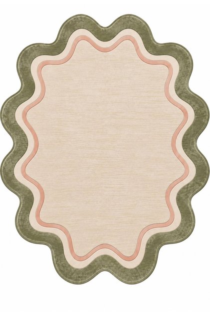 Eta Wavy Frame Pattern Modern Woven Base Decorative Carpet Eta4349