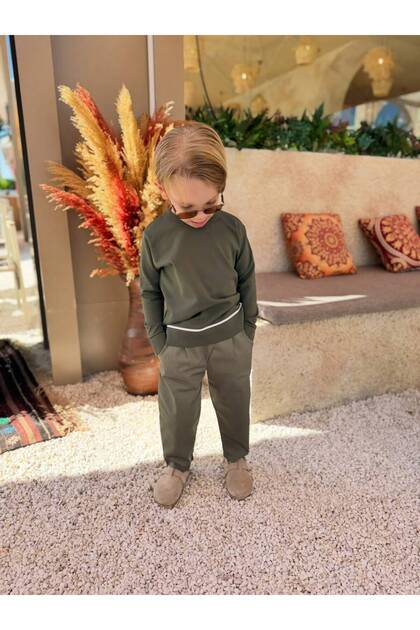 Boy's Khaki Green Sweat & Pants 2-Piece Set