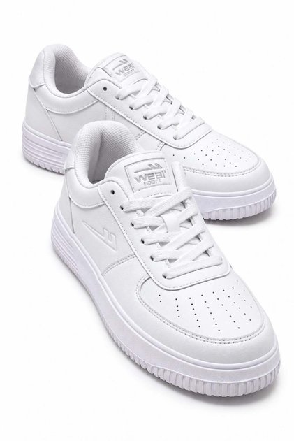 Studded Lace-Up Leather Men's Sneakers; White White