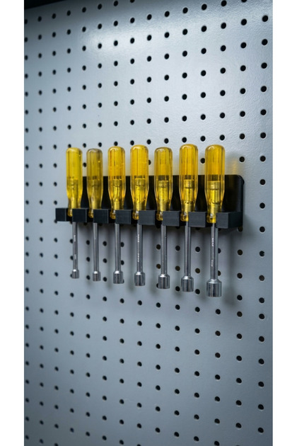 Tornavida Standı - Tornavida & Lokma Askısı Duvar Tipi ve Delikli Pano (Pegboard) Uyumlu El Aleti Düzenleyici Organizer Rafı PS-496