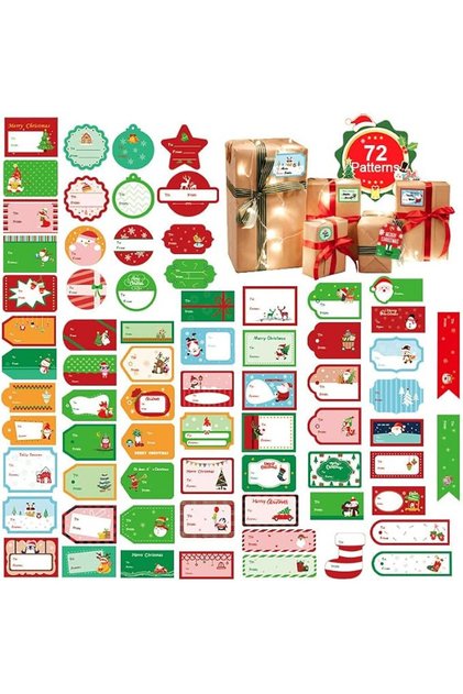 72 PCS Christmas Tags Stickers,Christmas Stickers Labels,Gift Name Tags Sticker for Xmas Presents,Se