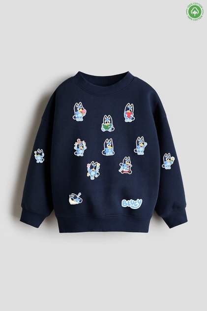 Sevimli Köpek Bluey Baskılı Unisex Çocuk Sweatshirt %100 Pamuk 4-14 Yaş