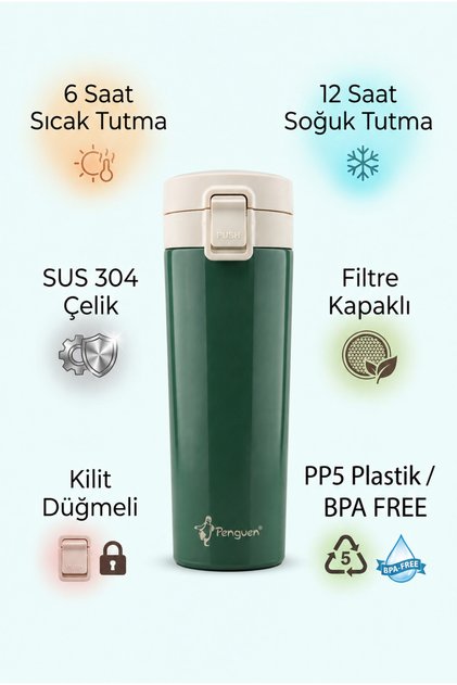 500 ml Kahve Termosu Çay Termosu Filtreli Termos Bardak SUS304 Çelik Sızdırmaz BPA Free