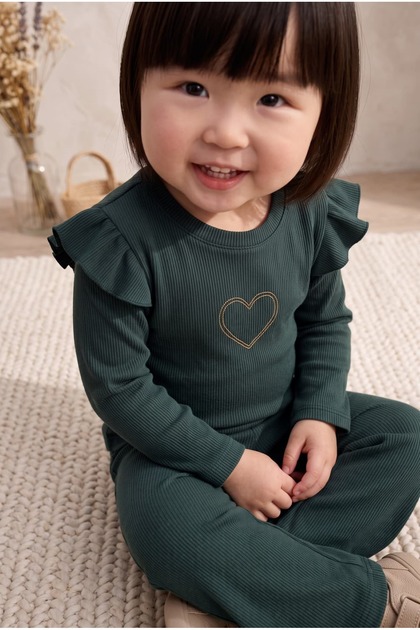 Girls' Fall Cotton Crochet Blouse and Pants Set 3-8 Years