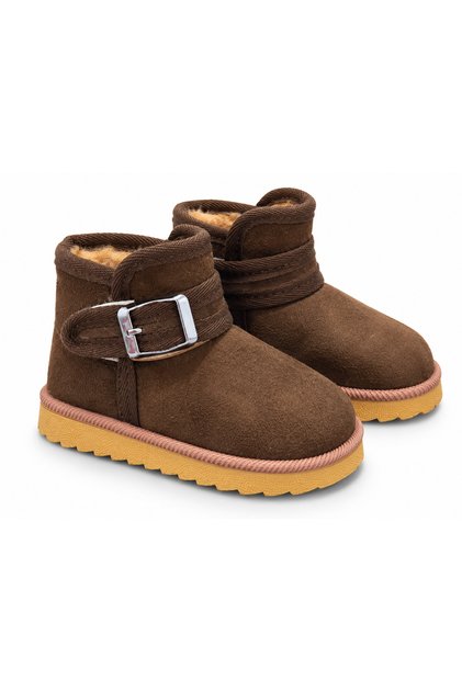 Girls Boys Baby First Step Boots Velcro Mini Boots Slippers Warm Fur Inside Comfortable Light Sole