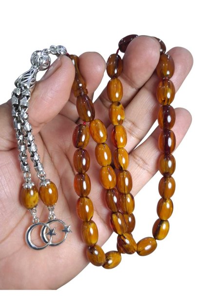 Original Squeeze Amber 9*12 mm Burnt Tumbled Prayer Beads Suitable for Daily Use