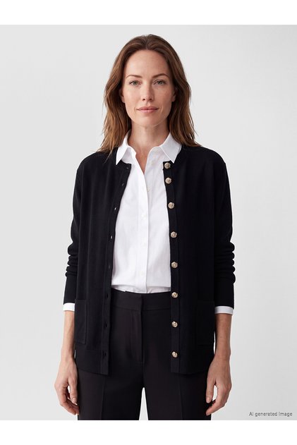 Alita City Lcw Grace Black Knitwear Plain Women's Cardigan with a Difference